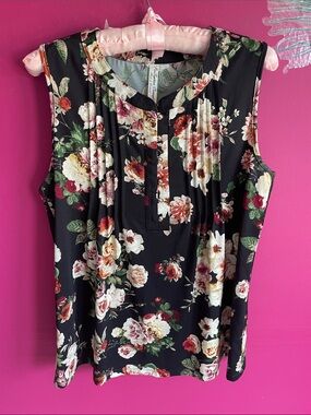 PerSeption Concept Black Floral Sleeveless Camisole